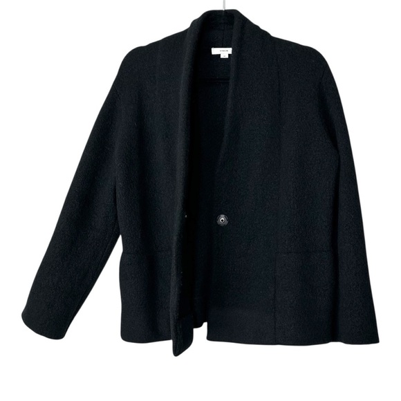 Vince Black Wool Alpaca Blend Single Snap Shrunken Cardigan Sweater Coat Size S - Picture 7 of 16